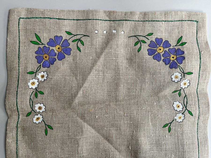 Almedahls retro linneduk duk löpare bordslöpare 65x30 cm linne natur blommor