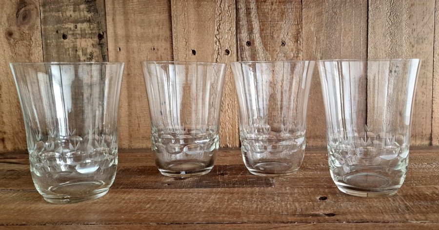 4 st KOSTA ART DECO SELTERGLAS KRISTALL GROGGLAS VINTAGE retro