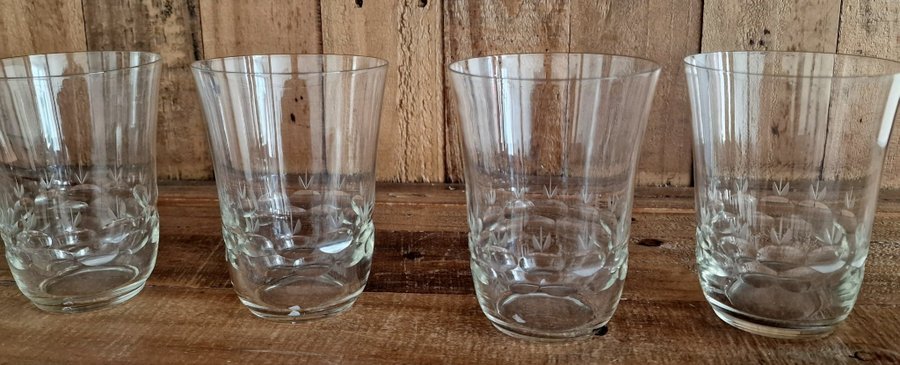 4 st KOSTA ART DECO SELTERGLAS KRISTALL GROGGLAS VINTAGE retro