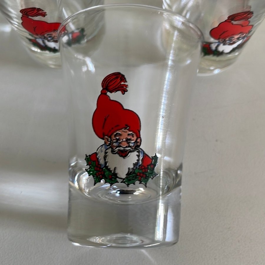 6 st Snapsglas Shot Jul Advent Tomte