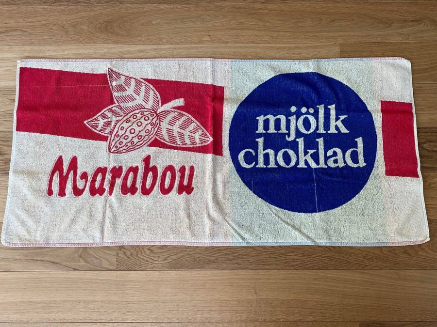 Marabou mjölkchoklad badhandduk badlakan frotté retro 70-tal / 80-tal