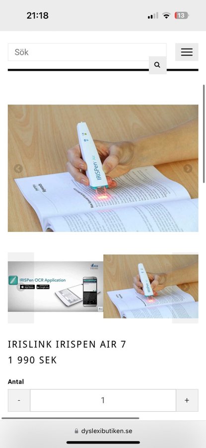 IRISPEN Air 7 Smart Wireless Pen Scanner - bra för dyslexi och översättning