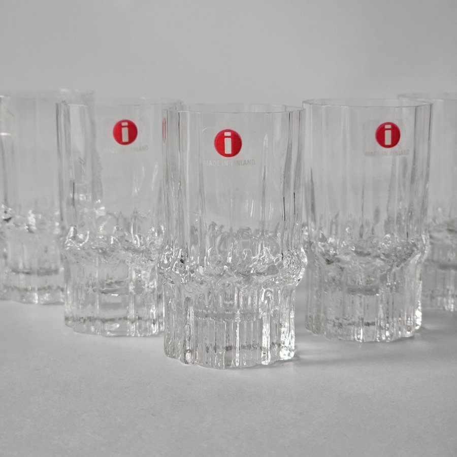 Iittala Pallas 5 st snapsglas shotglas glas Tapio Wirkkala Vintage