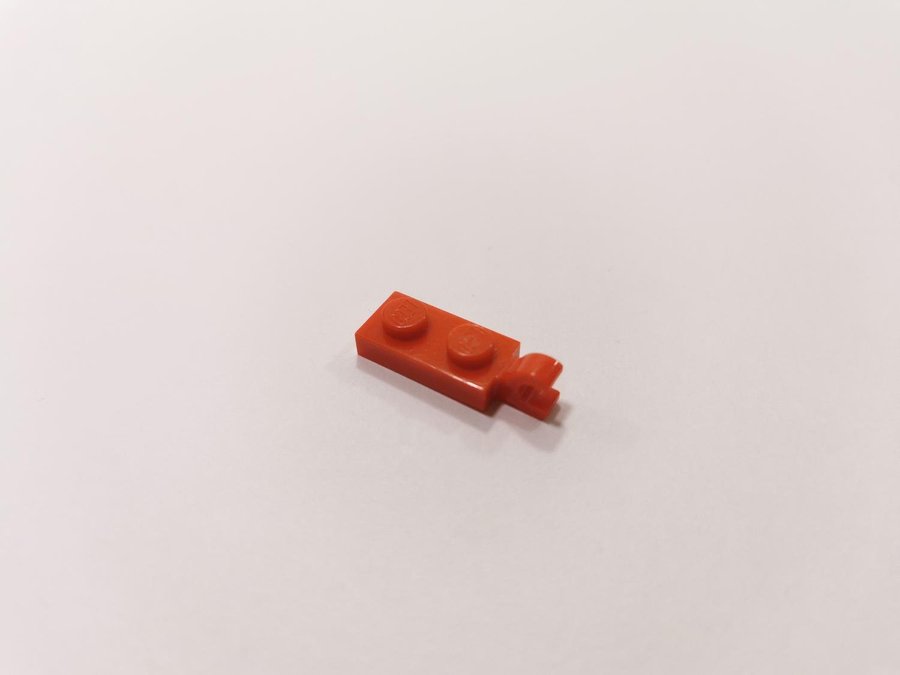 Lego - plate - modified - clip on end - 1x2 - part 63868 - röd