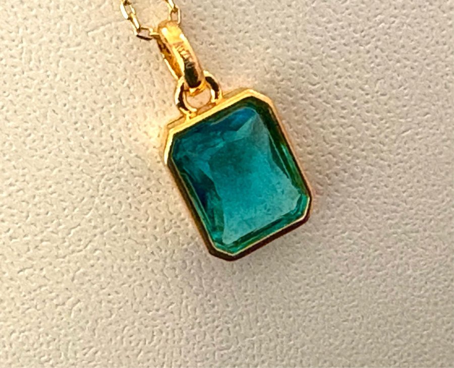 18K Gold Pendant Blue Topaz - Stone Queen