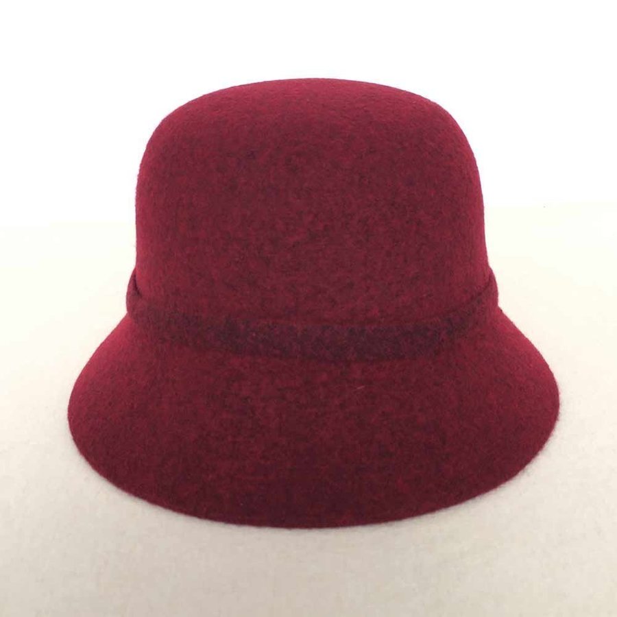 Women wool blend winter hat, Cloche warm cap, Burgundy Bucket hat