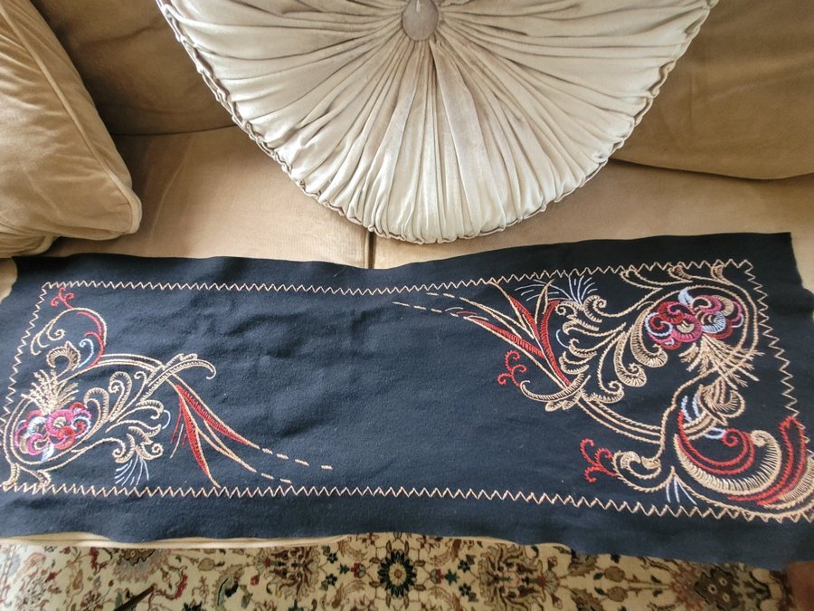 Vacker gammal höst duk handbroderad jugend stil 40×122cm2