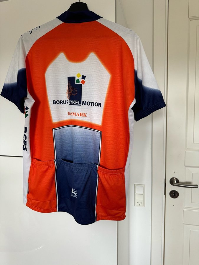 Giordana orange, hvid, blå cykeltrøje, størrelse L