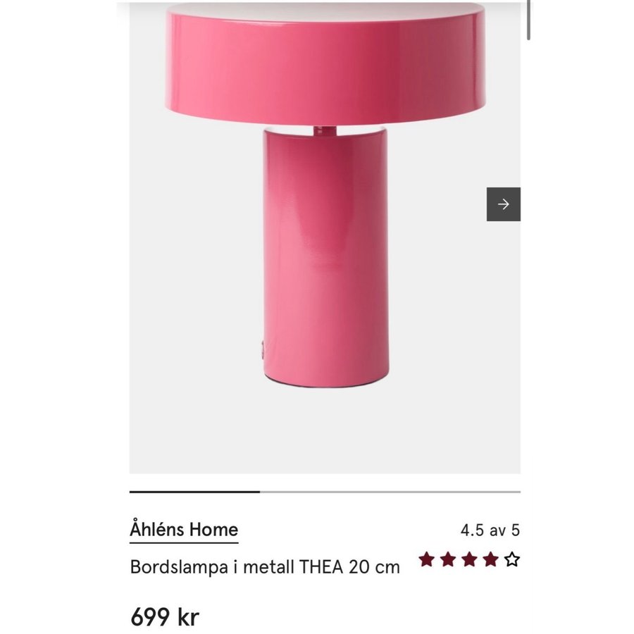 Lampa Thea röd metall från Åhléns