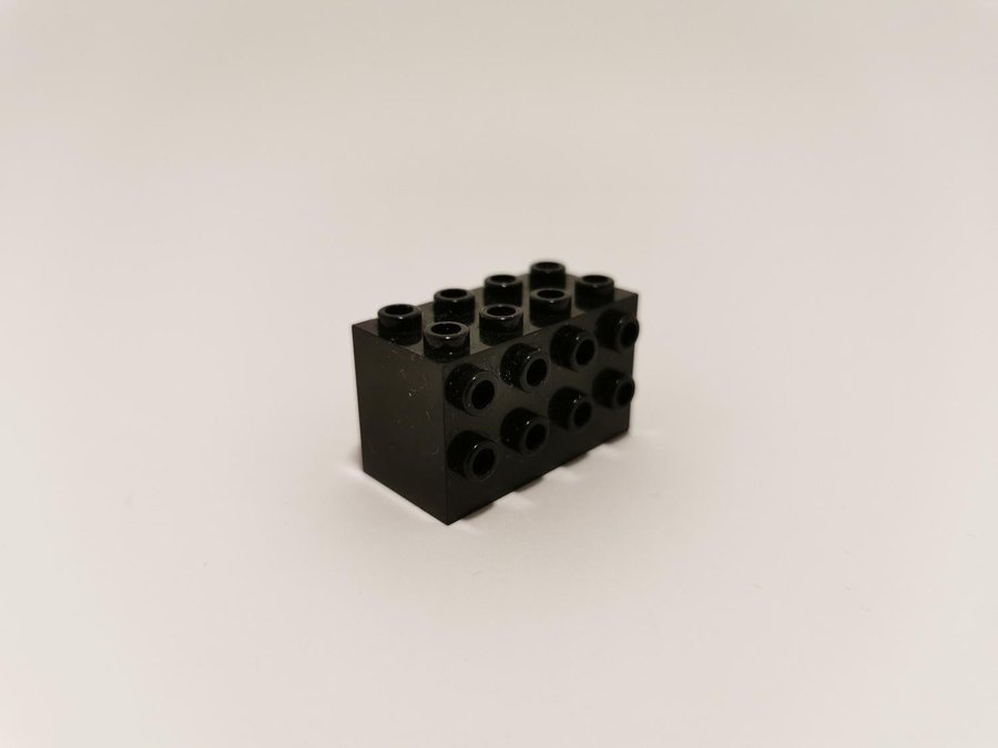 Lego - brick - punkter på sidan - 2x4x2 - part 2434 - svart