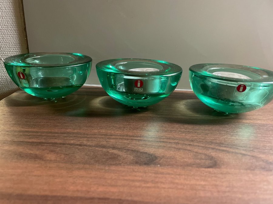 Iittala Ballo 3 gröna ljuslyktor