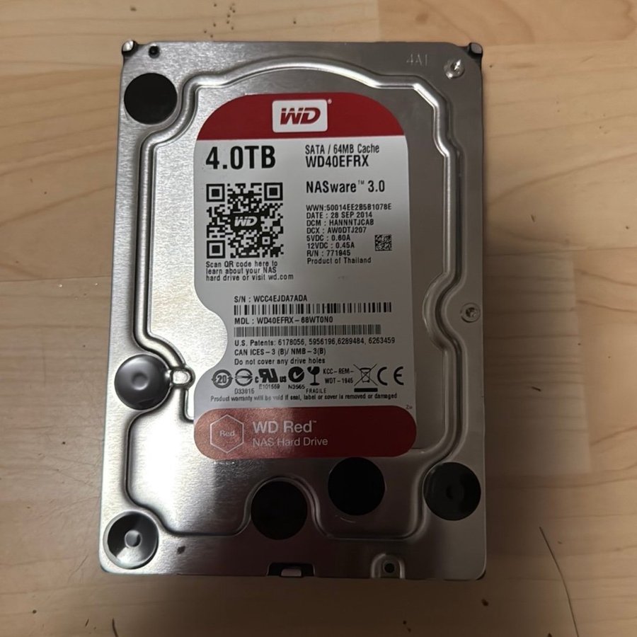 Hårddisk WD Red 4.0TB