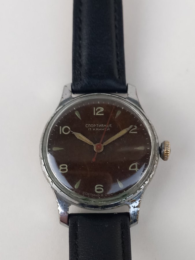 Vintage Soviet Sportivnie 17 Jewels Mechanical Wristwatch With Hak Seconds