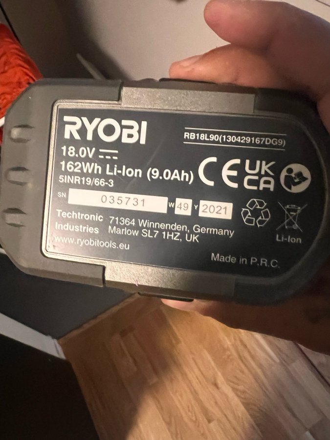 Ryobi 18V 90Ah batteri