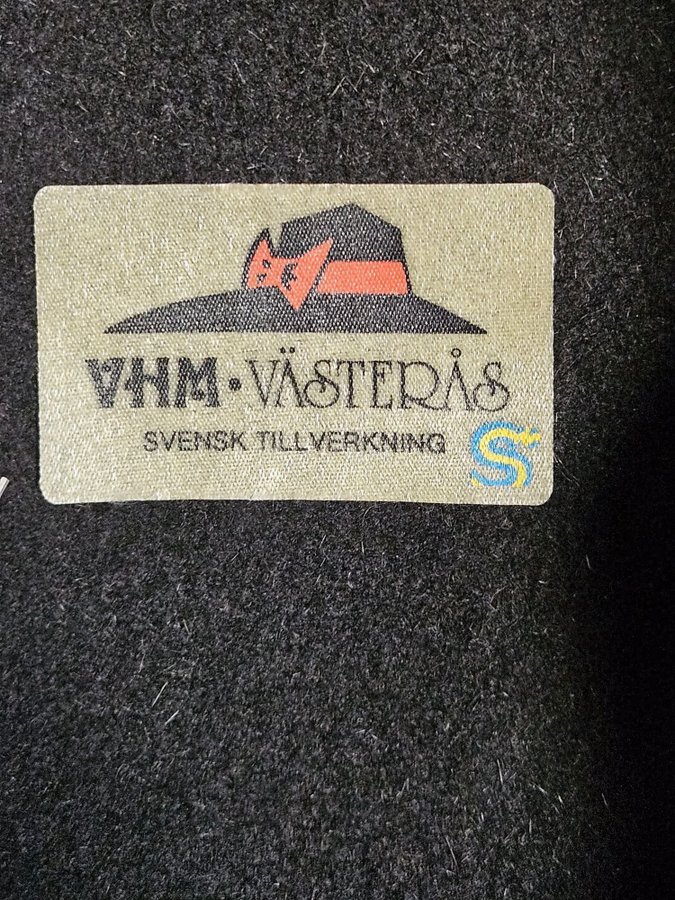 VHM-Västerås svart dam hatt , hårfilt , vintage , storlek S