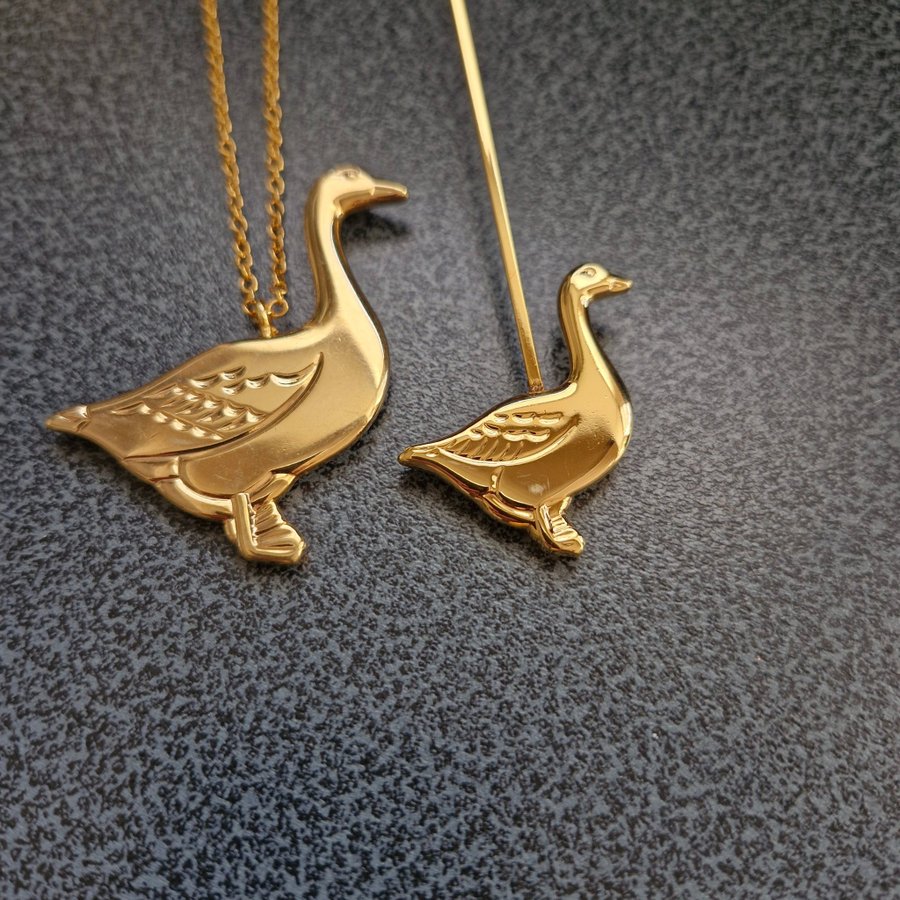 GÅS GOOSE forgyldt Lyseholder OG Ornament til juletræ GEORG JENSEN uden æsker