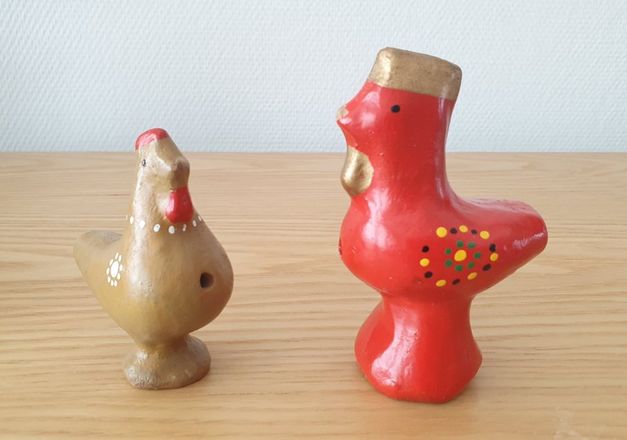 Set of 6 Clay Whistles - Chickens and Birds