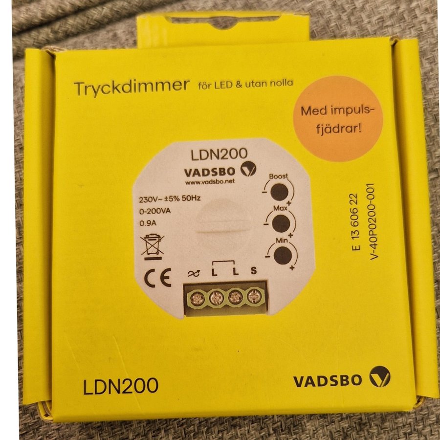 VADSBO LDN200 Tryckdimmer för LED  utan nolla