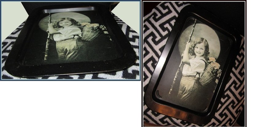 Rare Find! Vintage Shirley Temple serving tray-blackwhite-thin metal-38x25.7cm