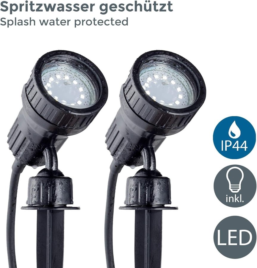 NYTT 2-pack LED-strålkastare för fasad etc | IP44 | 250lm | 3W | Ordpris 459kr