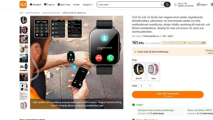 Smartwatch med många funktioner