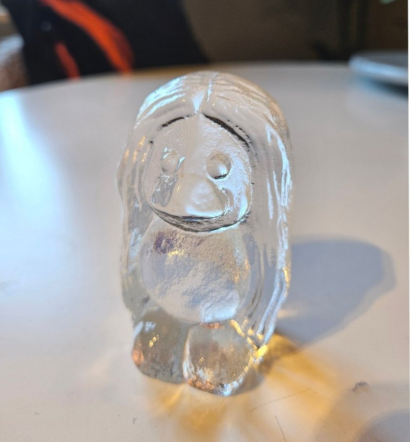 Glasfigur - Troll - Bergdala, retro glasfigurin, figurin, souvenir, glastroll