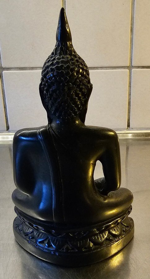 Thai Buddha lotusposition, svart, polyresin, 17 cm - Okänd, mycket fin, begagnad