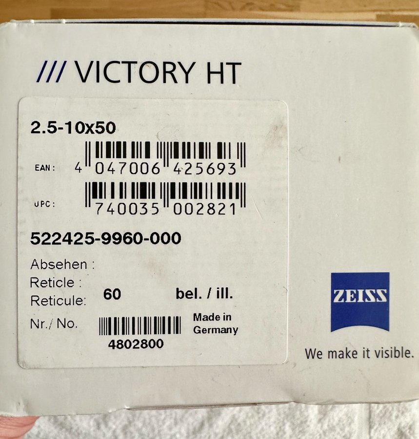 Zeiss Victory HT Kikarsikte 25-10x50 Riktmedel 60 Belyst rödpunkt