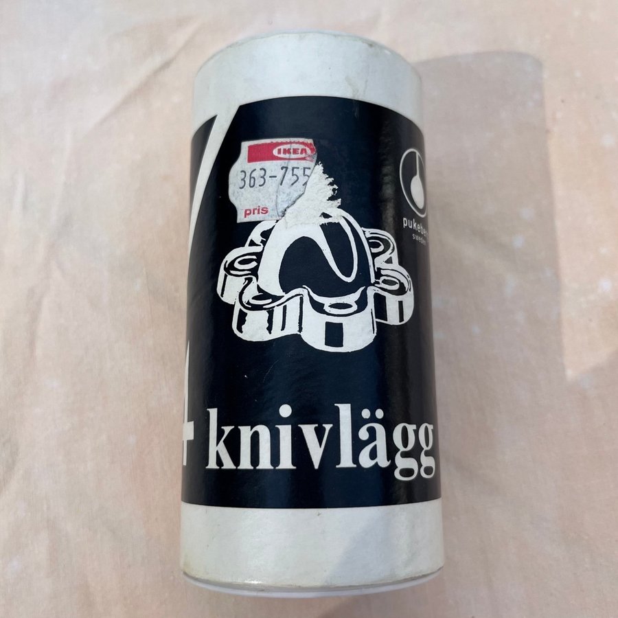 PUKEBERG KNIVLÄGG SMÖRHUNDAR 4st original kartong BLOMMA GLAS IKEA RETRO DESIGN