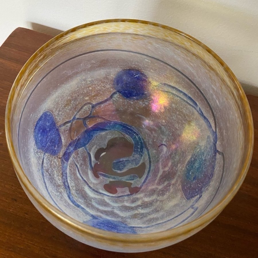 Bertil Vallien Artist Collection ”GALAXY" konstglas stor skål samlaren signerad