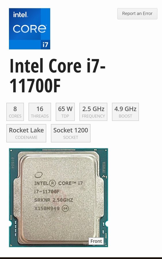 Intel Core i7-11700F Processor