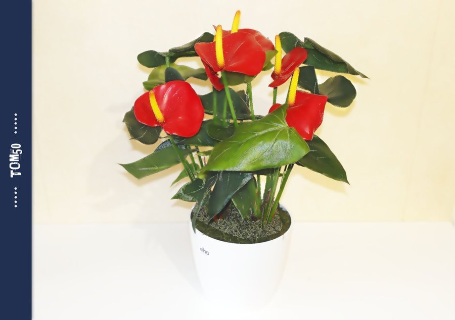 Konstväxt Anthurium Rosenkalla 45 cm 5 BLOMMOR konstgjord (2/2)