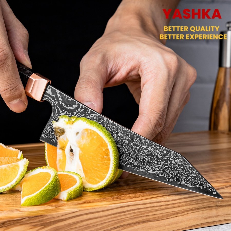 Japanese Petty Knife Black Damascus Blade Unique Design Home Kitchen Chef Tools