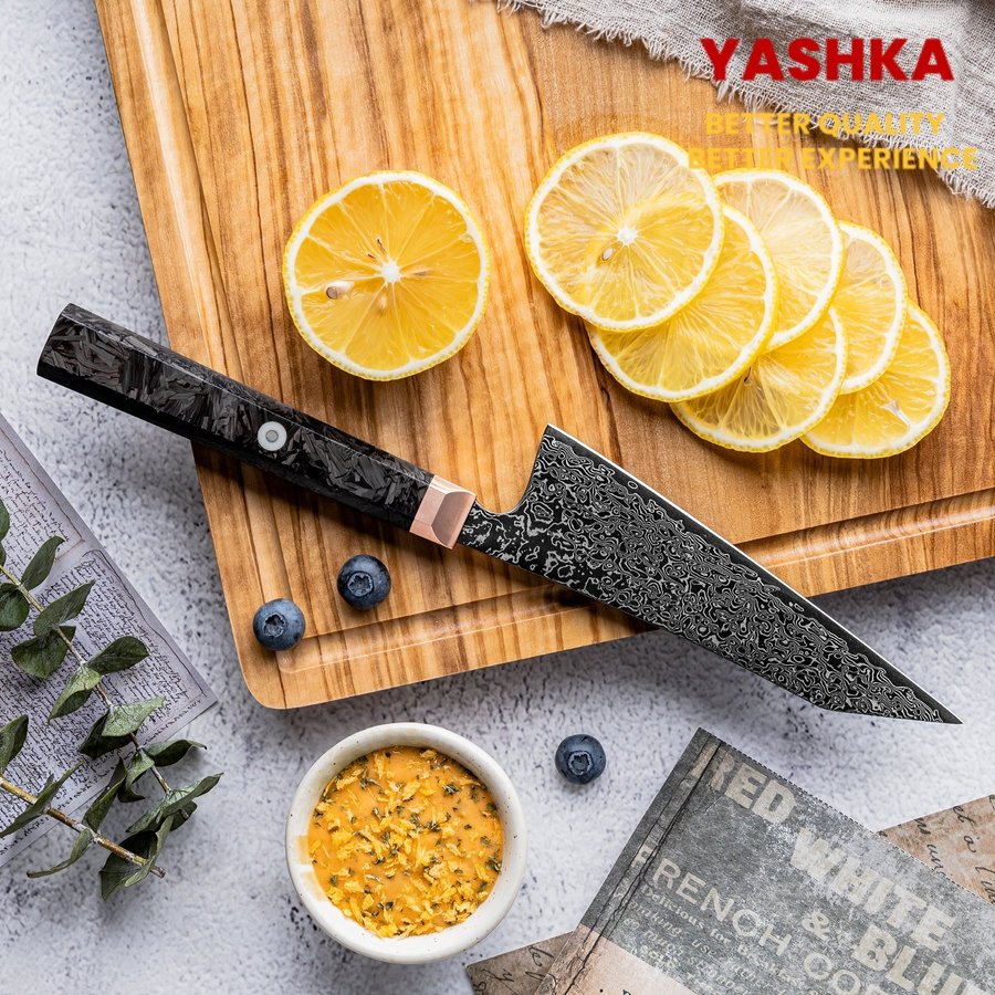 Japanese Petty Knife Black Damascus Blade Unique Design Home Kitchen Chef Tools