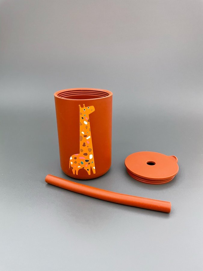 Giraffe mugg med sugrör