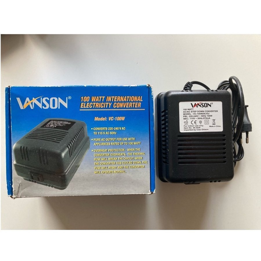 Vanson 100 Watt Internationell Elkonverterare