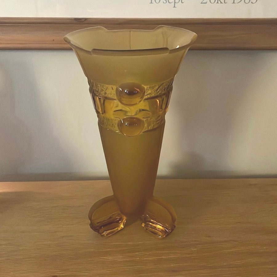 Stoltzle art deco Amber glas vas fr. 30-talet