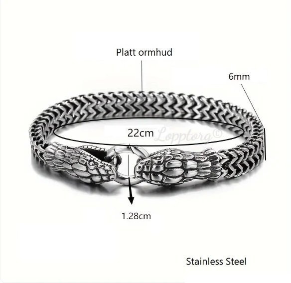 Snake titanarmband ormlänk nickelfri bangle viking keltisk nordisk drake