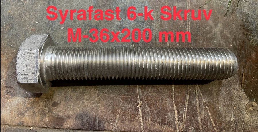 UNIK ROSTFRI / SYRAFAST SKRUV M-36x200 mm HELGÄNGAD