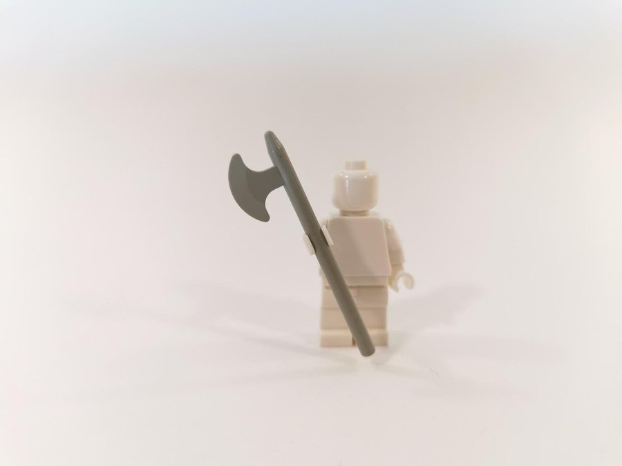 Lego - tillbehör - castle - vapen - yxa - part 3848 - ljusgrå (old light gray)