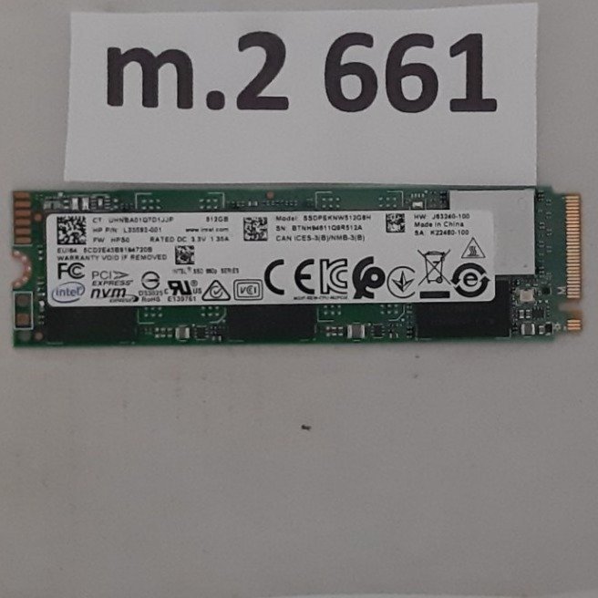 SSD m2 , 512GB , NVMe , PCIe , märke: Intel , formfaktor 2280