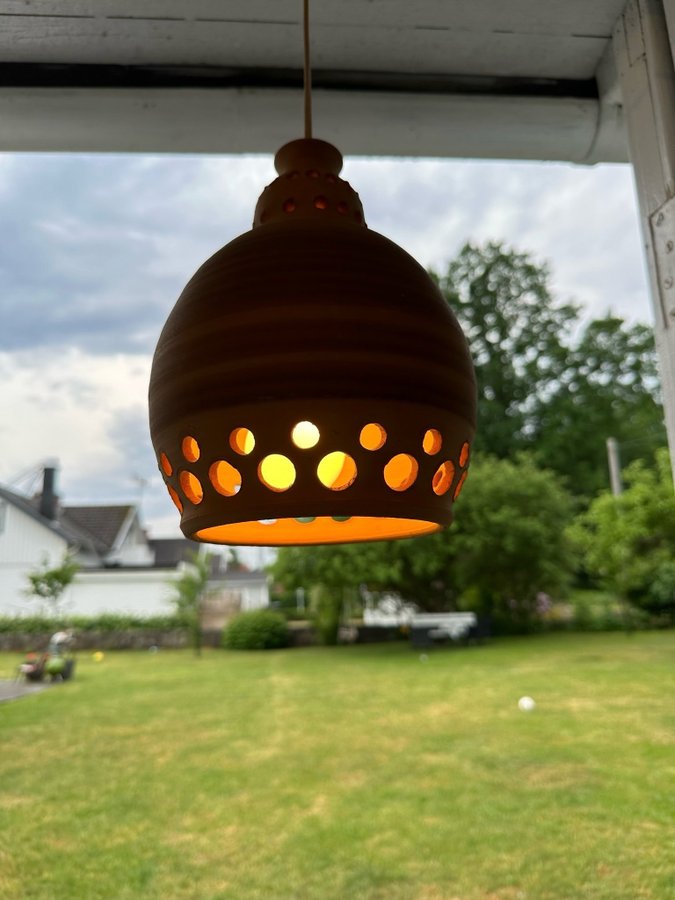 Vintage retro, taklampa, lampa, terracotta keramik lampa, fint ljus