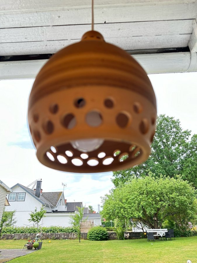 Vintage retro, taklampa, lampa, terracotta keramik lampa, fint ljus