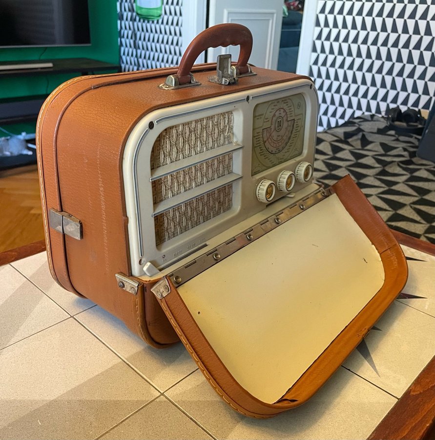 Gammal radio norsk 1957 David Andersen type 571 lanthandel retro nostalgi