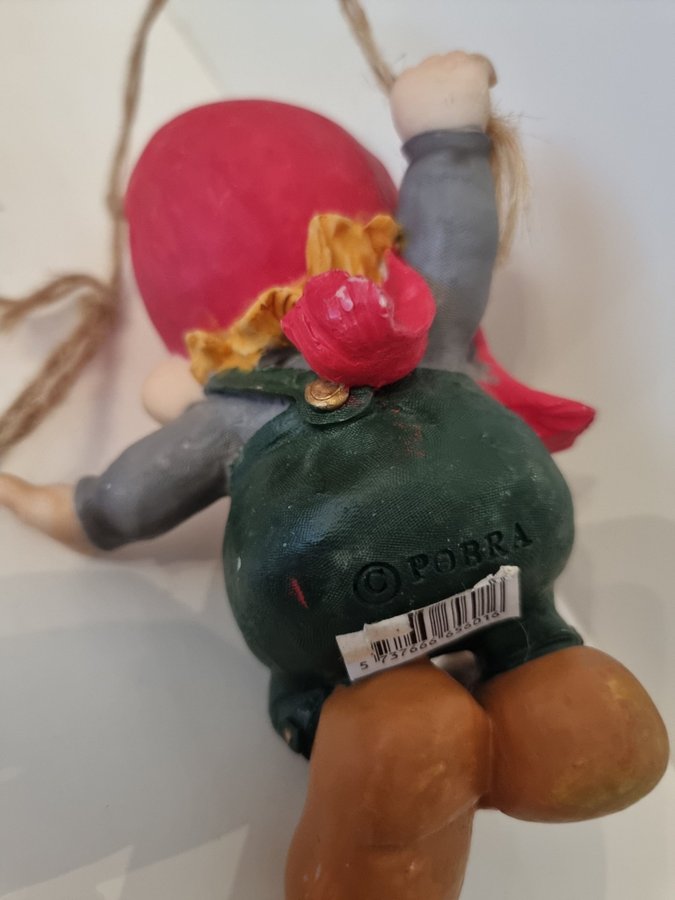 STOR Dansk POBRA Tomte/Jultomte Figur 17,5 cm -markerat botten