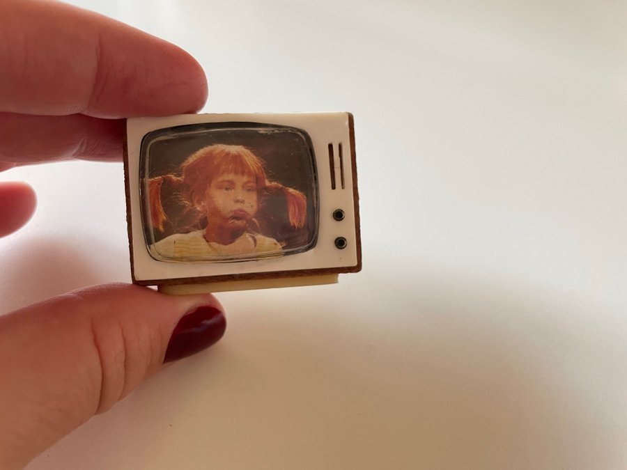 Miniatyr TV - Lundby dockhus, motiv Pippi Långstrump