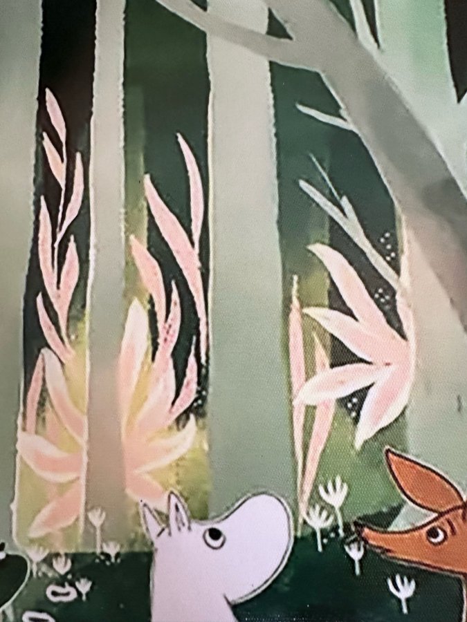 Mumin trollen med vänner i skogen tavla canvas  postermoomin