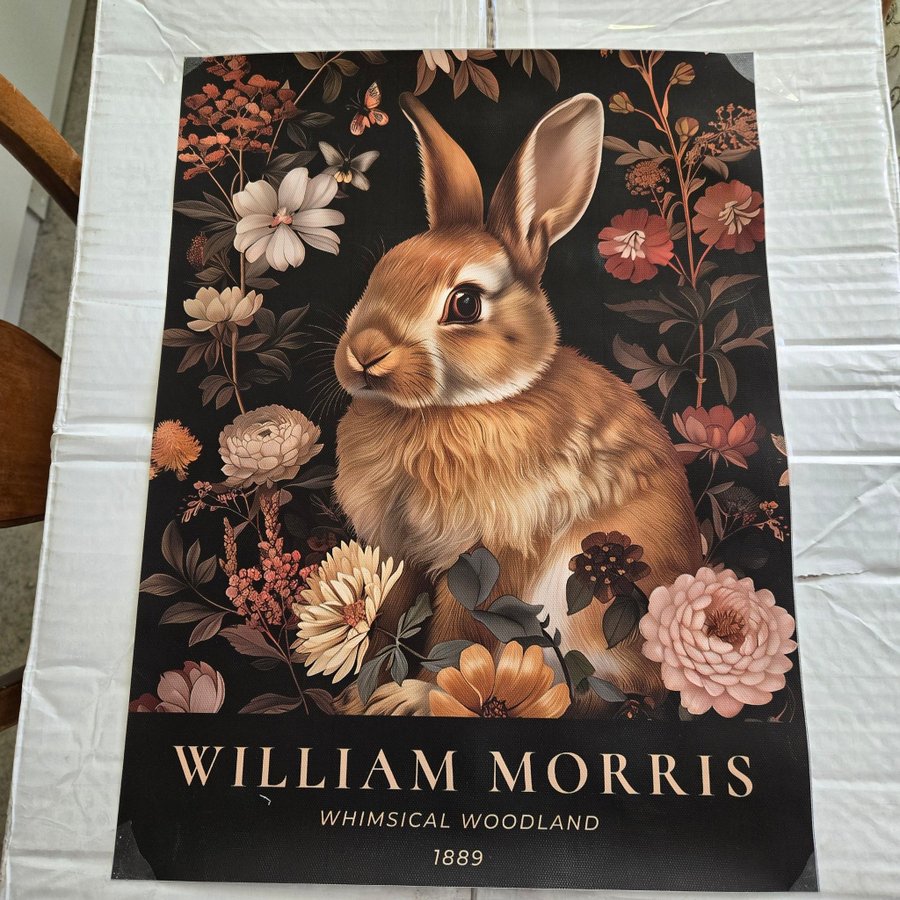 Ljuvlig bild på canvasduk, tavla, poster, HARE/KANIN, WILLIAM MORRIS