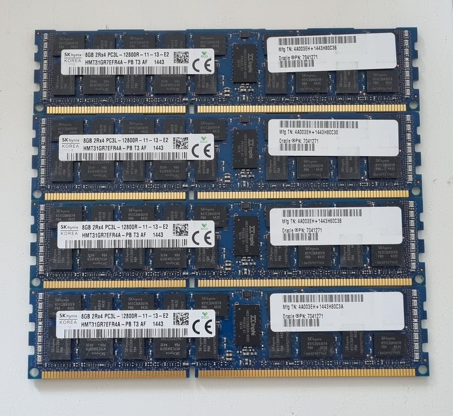 32GB (4x8GB) PC3L-12800R DDR3 ECC RAM 1600MHz