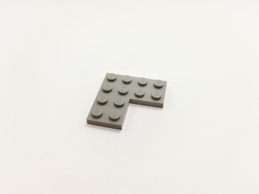 Lego - plate - corner - hörn - 4x4 - part 2639 - ljusgrå (old light gray)